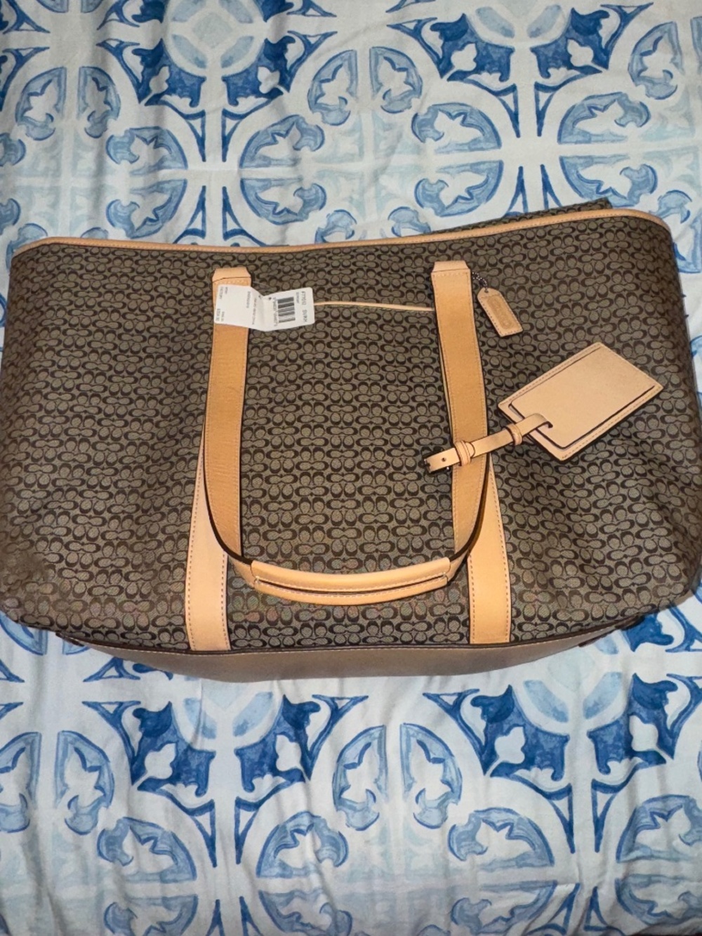 NWT Coach F77012 Vintage XL Signature C Canvas & Vachetta Leather Tote Weekender
